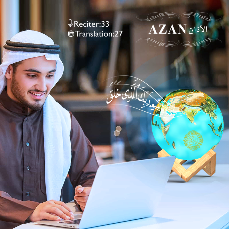Altoparlanti Bluetooth Altoparlanti wireless per luce notturna musulmana 3D Moon con controllo APP Corano Speaekr Corano Lampada touch_voghion.com