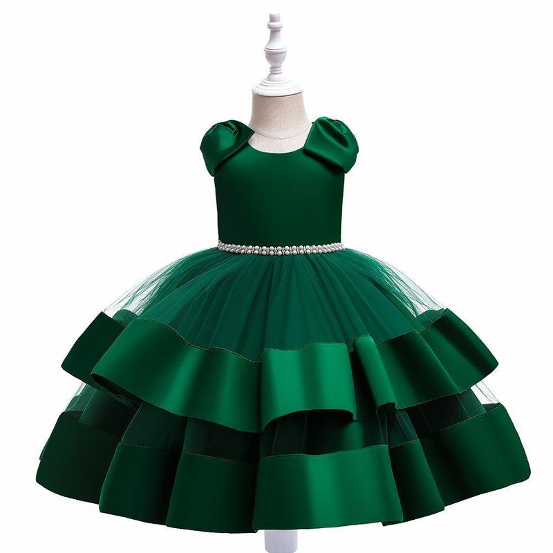 Mutter & Kinder Prinzessin Kleid Kleine Kinder Rock Bogen Ärmel Blumenmädchen Kleid Leistung Kostüm_voghion.com