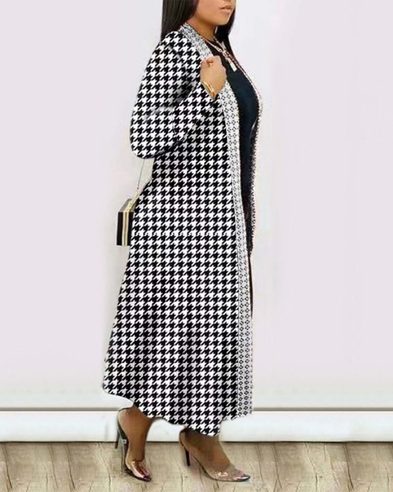 Women's Autumn New Long Sleeve Cardigan Unique Printed Shawl Trench Coat_voghion.com
