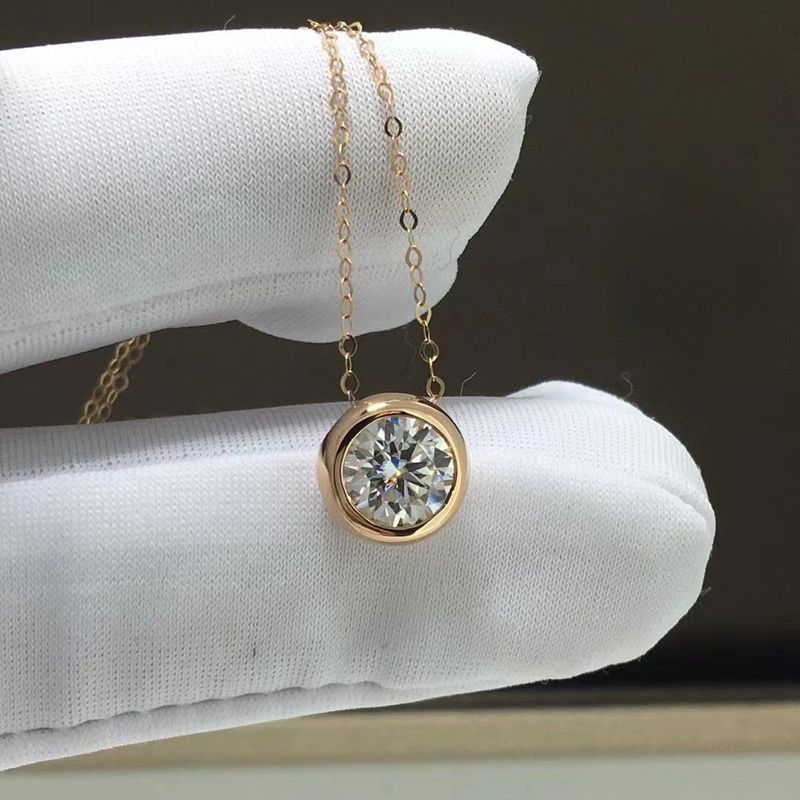 Sterling Moissanite Bubble Necklace Round Bead Classic 1 Carat TP950 Plated Choker Chain Women's Fashion Silver Jewelry_voghion.com