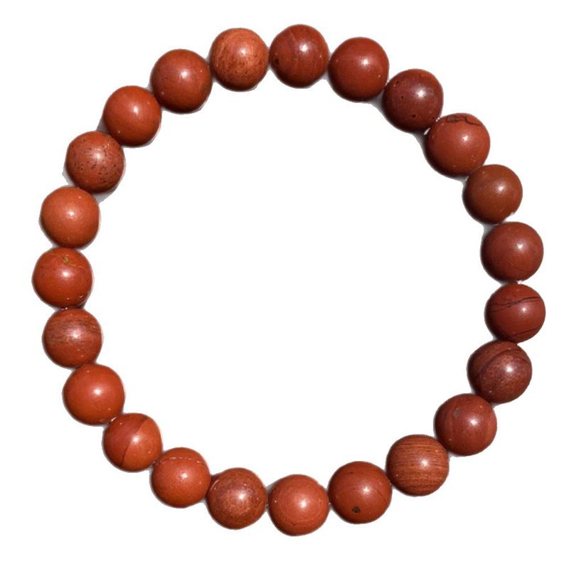 TK Natural Red Jasper Bracelet – 8mm A-Grade Plain Ring Beaded Jewelry, Wholesale Healing Stone Unisex_voghion.com