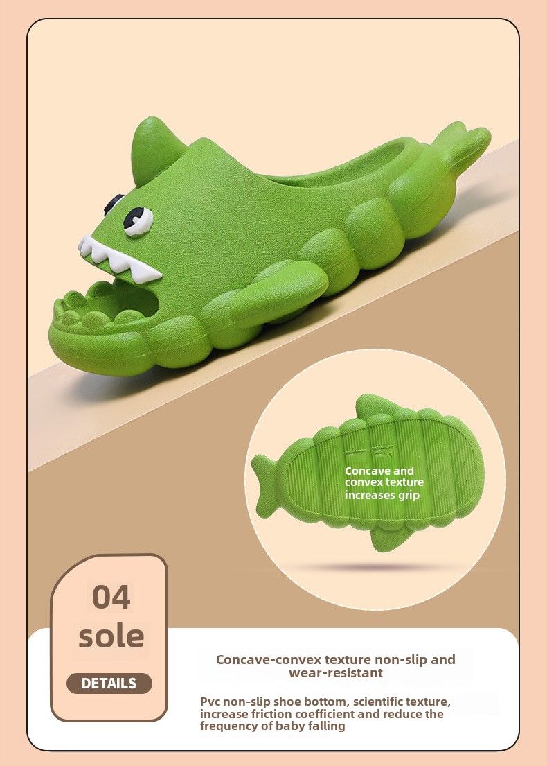 Shark children's slippers summer boy cartoon cute non-slip household bathroom bath boys girls cool slippers big children's shoes_voghion.com