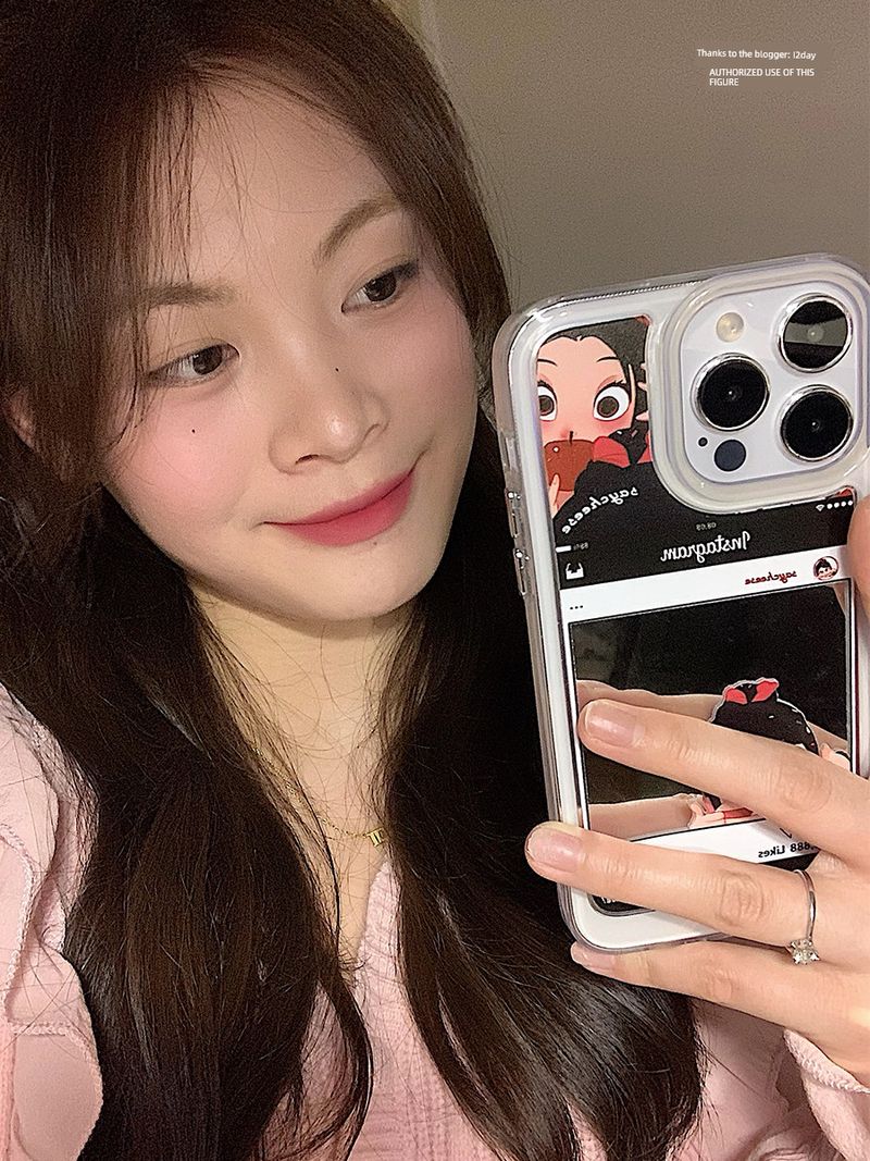 Unbeatable Quality Saycheese Original Let's Sayblack Black Sweet Cool Ins Style All Edge Covered Mirror Anti-Fall Mobile Phone Shell For_voghion.com