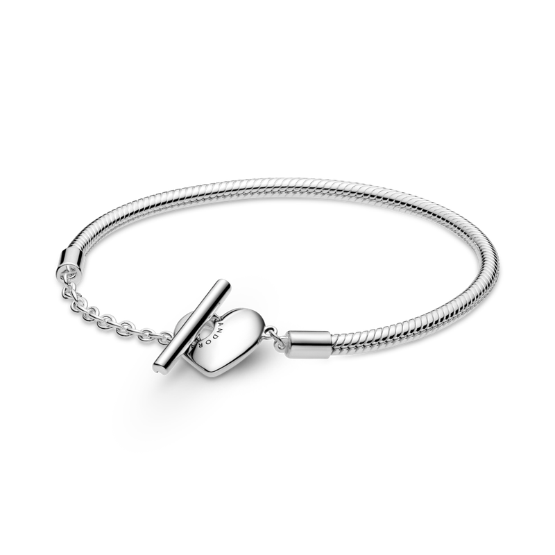 Bracciale Moments con catena a forma di serpente con barra a T e cuore_voghion.com