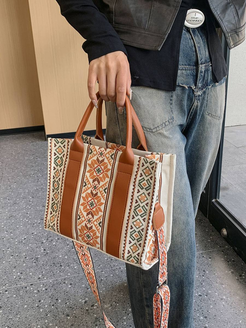 Γυναικεία τσάντα tote σε στυλ boho, ρετρό, ποπ, γυναικεία τσάντα ώμου_voghion.com