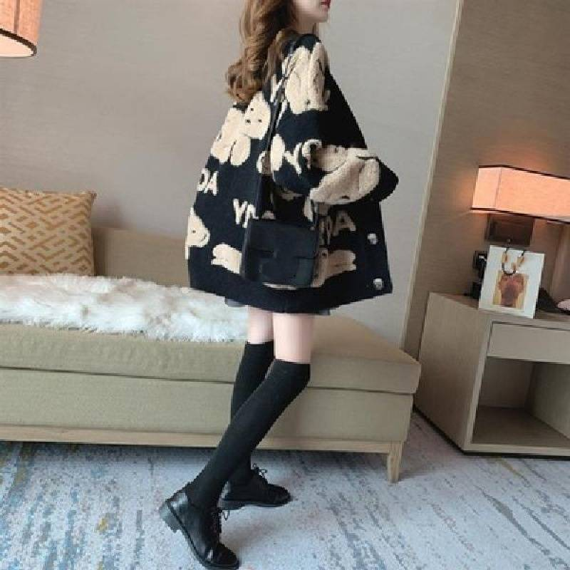 Ženski kaput za jesen i zimu, novi stil, ležerni, široki, veliki pleteni kardigan, debeli_voghion.com