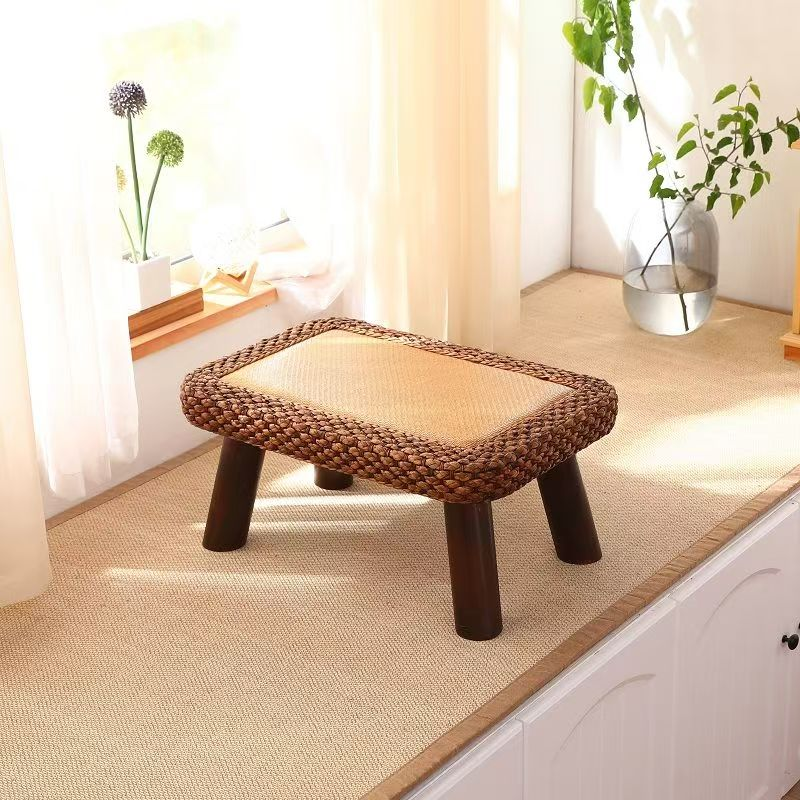 Wannilen Woven Straw And Vine Small Table; Bedroom Coffee Table; Window Seat Table; Simple Tatami Coffee Table; Homestay Floor Table_voghion.com