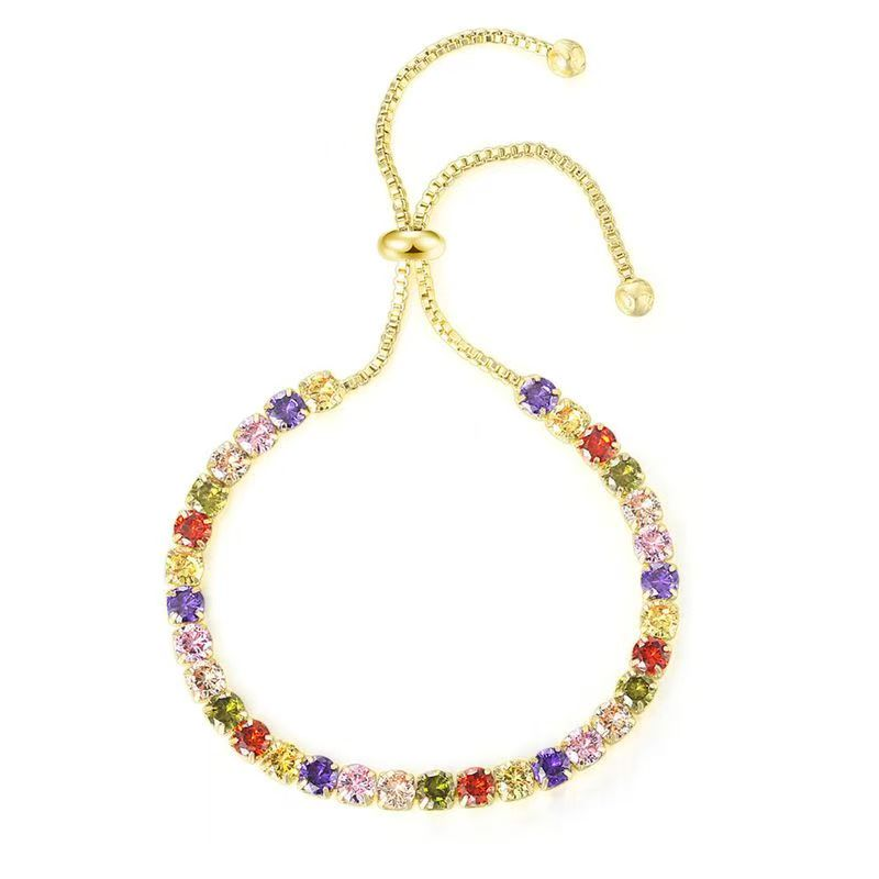 Hazy moon explosif coloré Zircon Bracelet femme plein de diamants chaîne de tennis en cristal réglable_voghion.com