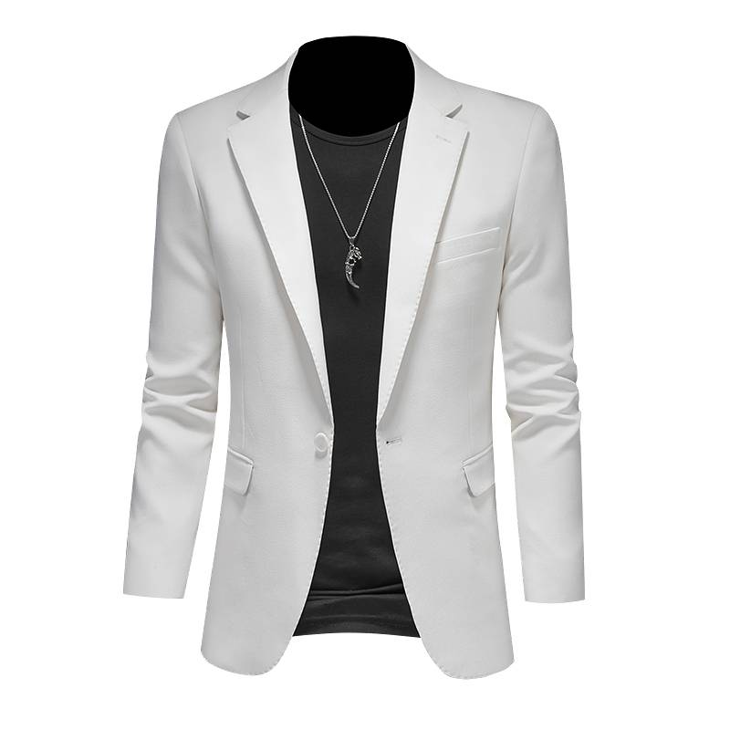 Heren Casual Slim-fit Effen Kleur Brits Zakelijk Gentleman Eenvoudig All-match Pak Bruidegom Beste Man Banketpak_voghion.com