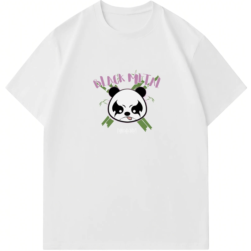 Lässige urbane Mode für Männer und Frauen T-Shirt mit Panda-Grafikdruck Übergroße, entspannte Passform 100 % Baumwolle Unisex Streetwear_voghion.com