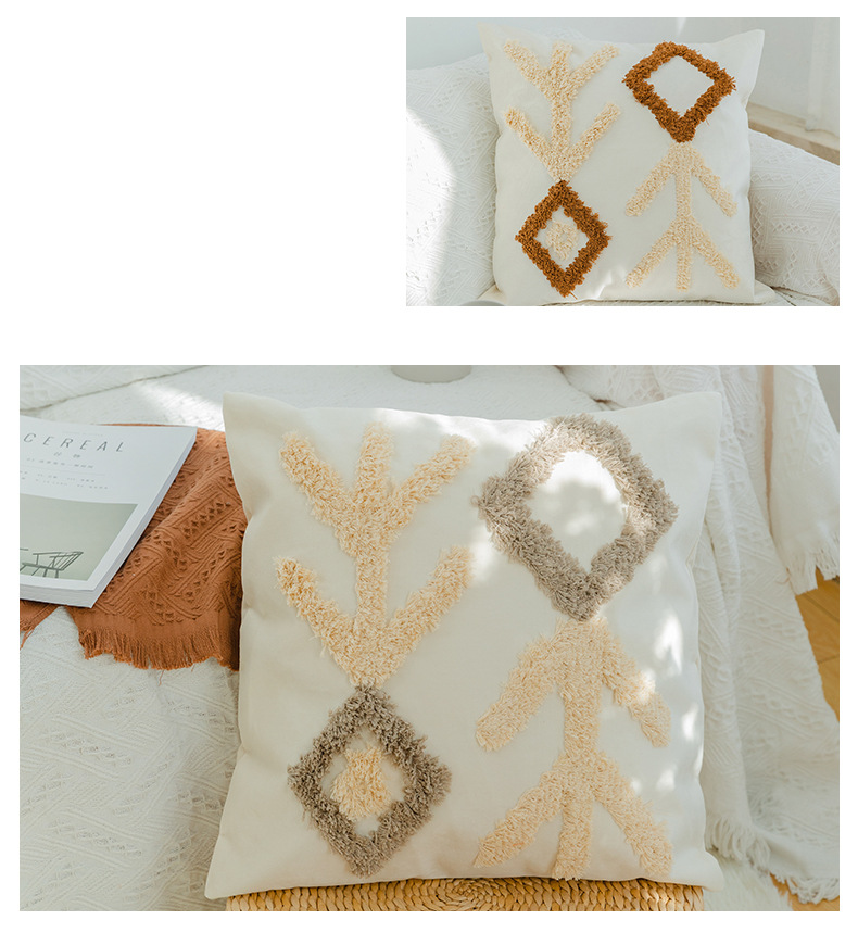 Geometric Lumbar Pillow Cover - Office & Living Room Support Cushion Case (50x50cm Multi-Purpose Breathable Fabric Hidden Zipper)_voghion.com
