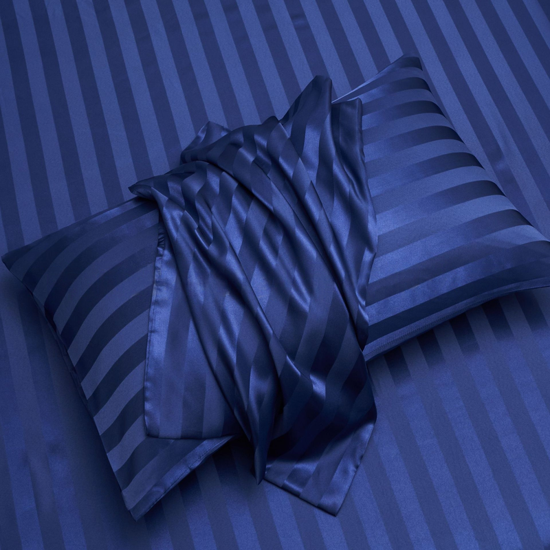 Gestreifte Kissenbezüge aus seidigem Satin, ähnlich wie Seidenkissenbezüge, 2er-Pack, Kissenbezug zum Schlafen_voghion.com