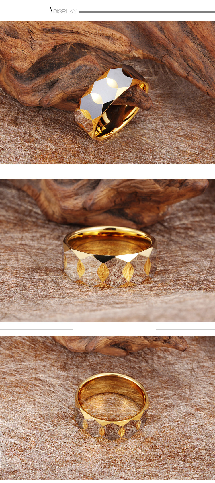 Anello in acciaio al tungsteno con design geometrico a taglio diamante, unisex, stile dichiarazione, taglie da 7 a 13_voghion.com