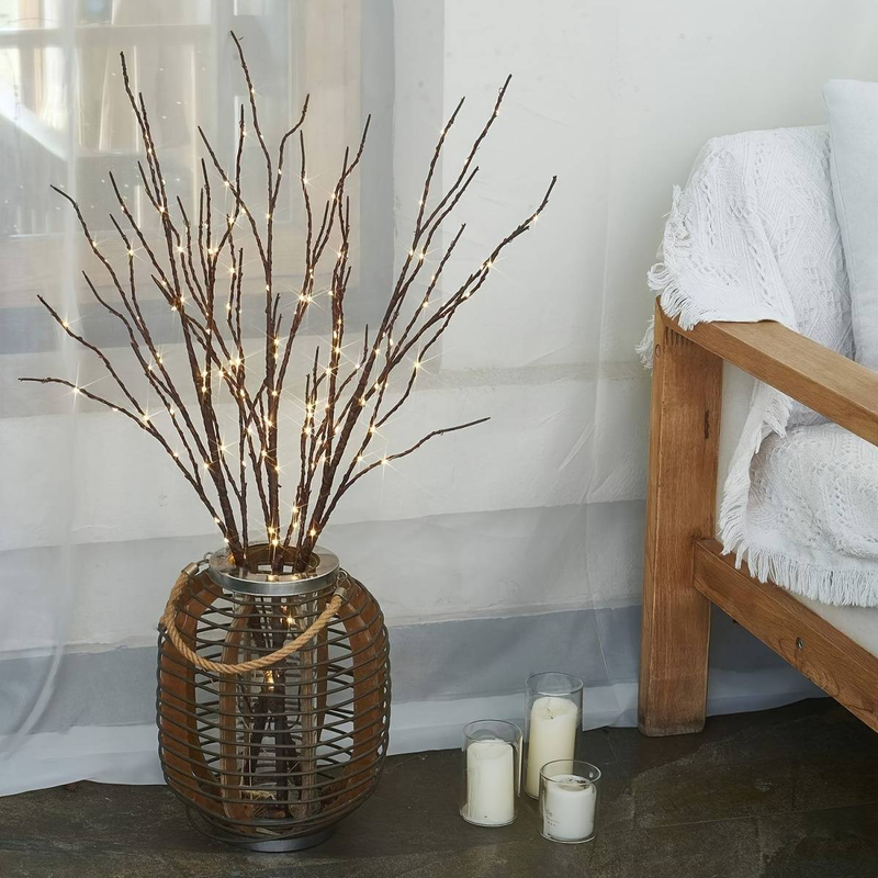 Lámpara de rama de abedul iluminada con 50 LED, funciona con pilas, árbol artificial realista para Navidad y decoración del hogar, disponible en tamaños de 80 cm (pilas no incluidas)._voghion.com