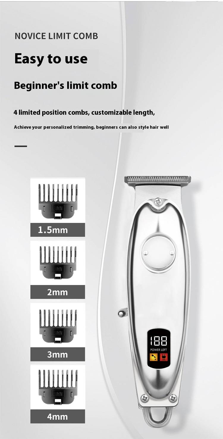 Professioneller Friseur-Haarschneider für Männer – wiederaufladbarer Haarschneider mit Digitalanzeige, Klinge aus Edelstahl, verstellbarer Führungskamm_voghion.com