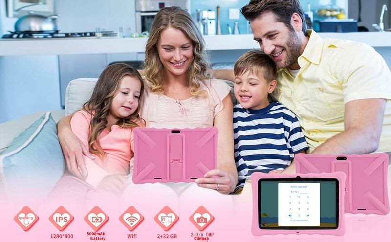 10,1-Zoll-Android-Tablet für Kinder mit zwei Kameras, 4G-Telefonie und Kindersicherung – 32 GB Speicher, Octa-Core-Prozessor, GPS, Bluetooth – Pink und Blau_voghion.com