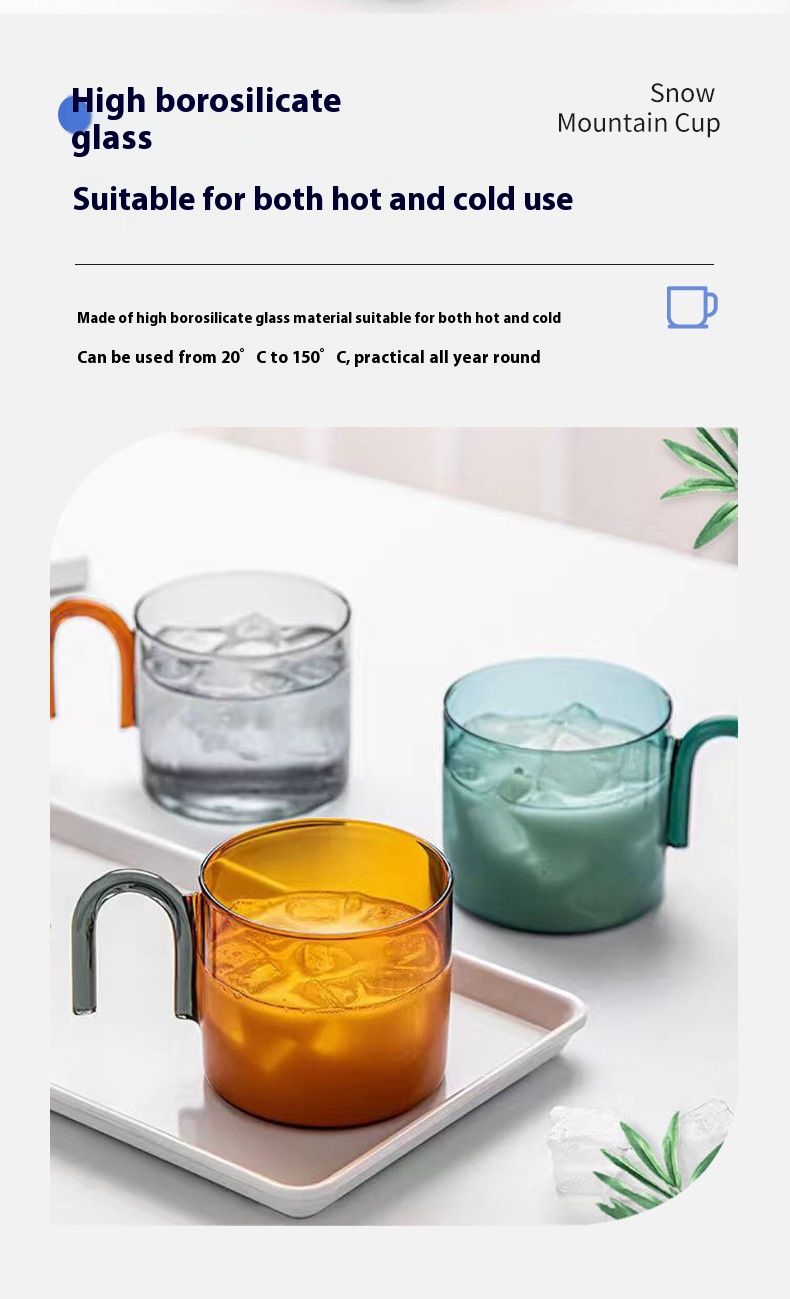 Modern Minimalist Flat Borosilicate Glass Cup, 300ml Heat-Resistant Drinking Glass For Coffee, Tea & Water, Handmade Clear & Colored Options_voghion.com