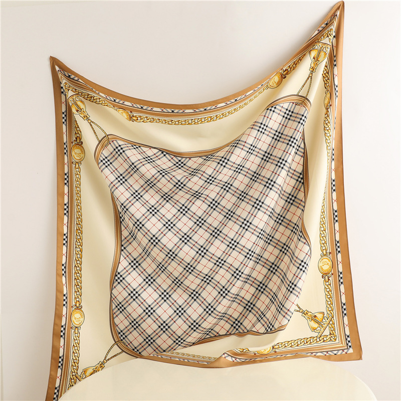 Simple black and white scarf Women's style animal stripe large shawl 90cm twill silk travel shawl scarf_voghion.com