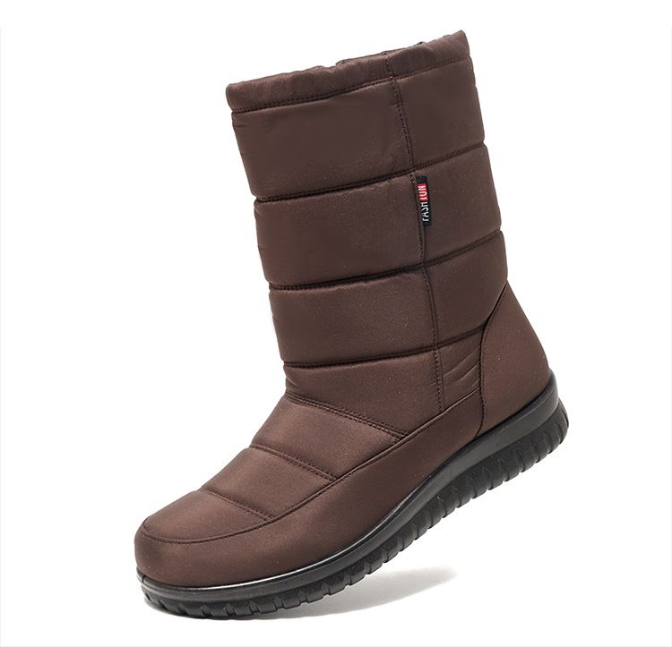 Skischuhe Winter Neue Schneestiefel Damen Plus Samt Warm Große Damenschuhe High Top Spritzwassergeschützt Slip On Baumwollschuhe_voghion.com