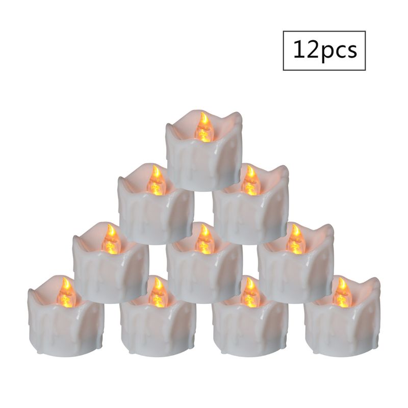 Bougies LED télécommandées – Effet scintillant et goutte d'eau pour anniversaires, mariages, Halloween et Noël (blanc chaud/froid/jaune, lot de 6)_voghion.com