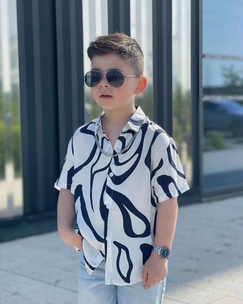 Baby Clothing Hip hop striped printed shirt for hipster kids_voghion.com