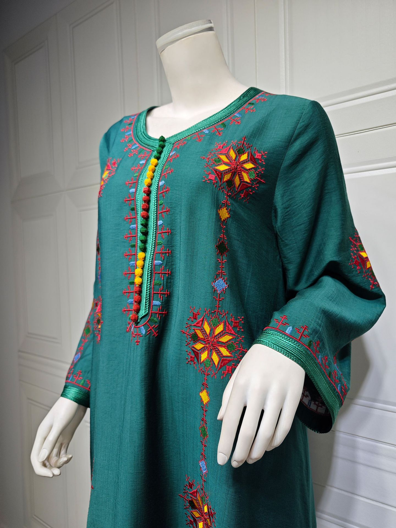 Dameskleding Middelste gewaad Geborduurd Geborduurd Abaya Jurk Lange rok Dubai_voghion.com