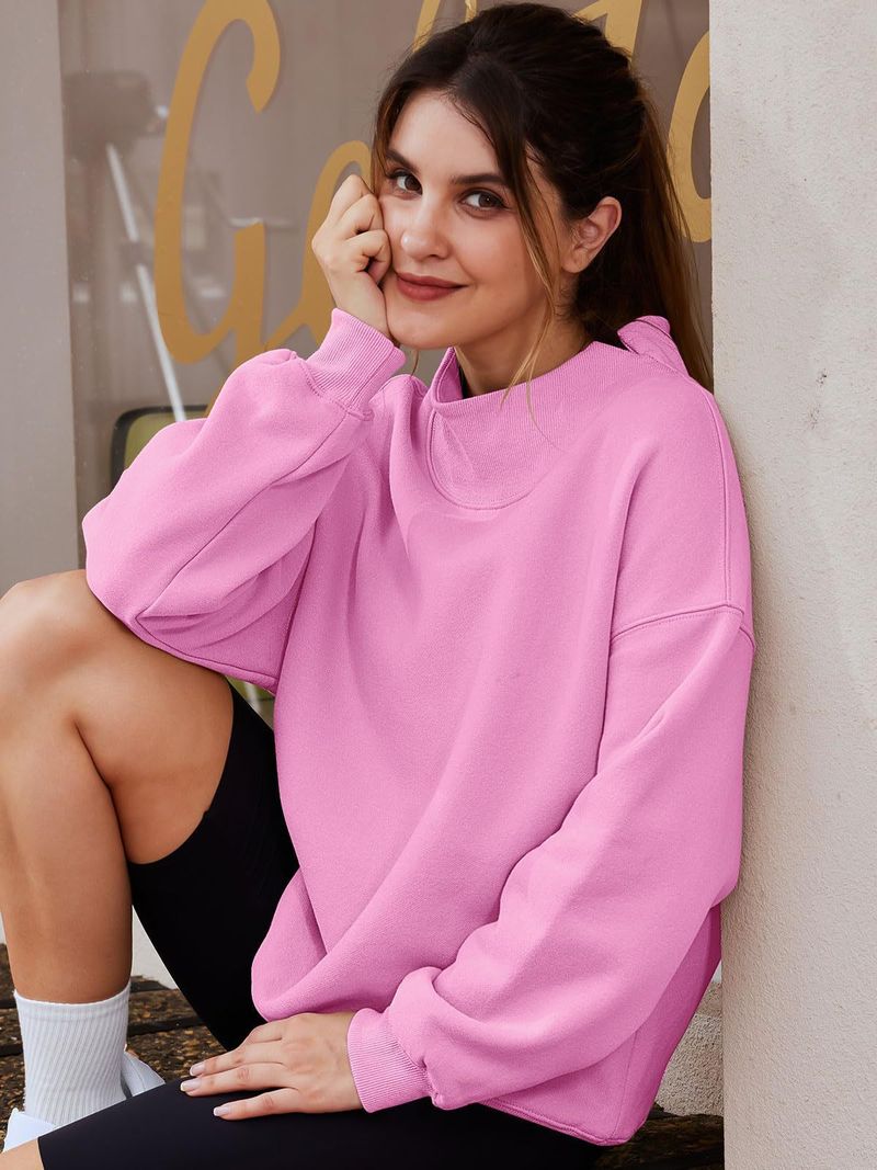 Women's sweatshirt long sleeve turtleneck pullover sweatshirt casual sweatshirt fleece top_voghion.com