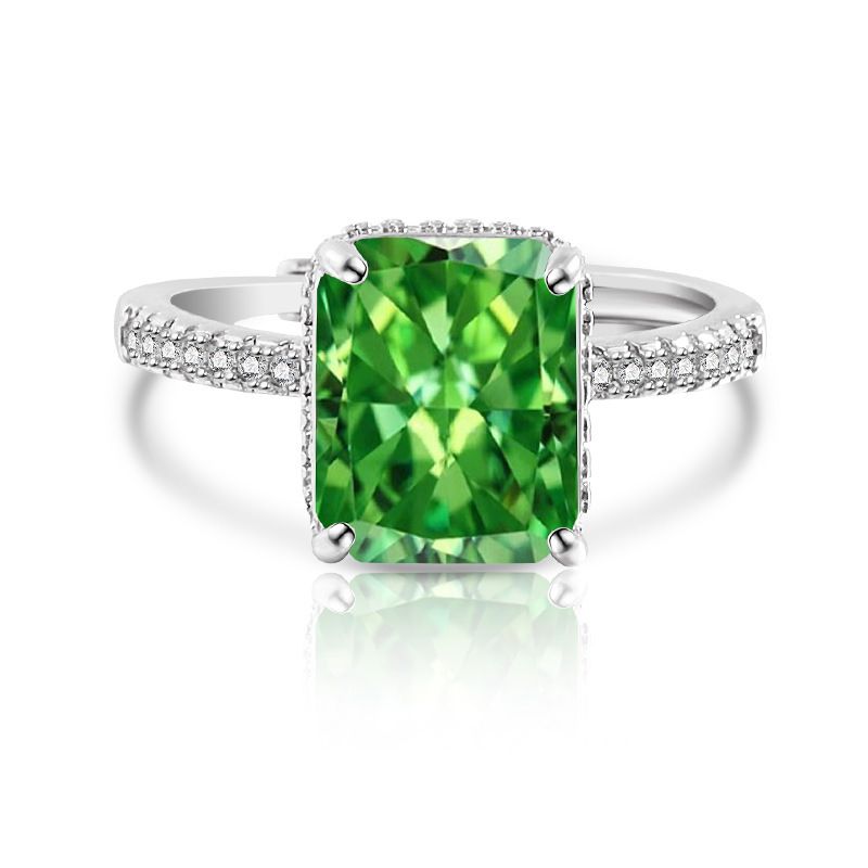 Damenring, rechteckig, farbiger Ring im Eisblumenschliff für Damen mit blinkendem Diamanten mit hohem Kohlenstoffgehalt, leicht, luxuriös_voghion.com