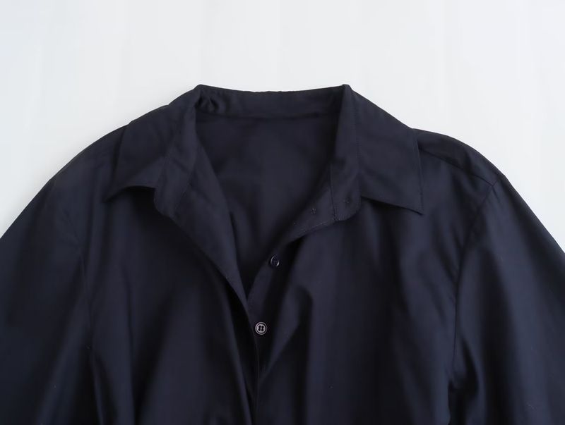 Camicia in popeline bicolore doppiopetto con cravatta decorata da donna_voghion.com