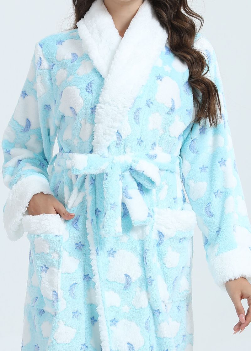 Underwear & Sleepwears Long Style Nightgown Loungewear Flannel Robe Long Sleeve Bathrobe Sleepwear Loungewear Soft Cozy Nightgown With Pockets_voghion.com