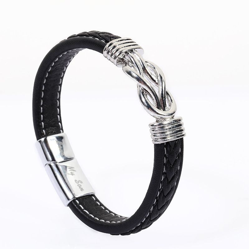 Bracciale da uomo in pelle PU con chiusura magnetica intrecciata, bracciale punk in lega geometrica_voghion.com