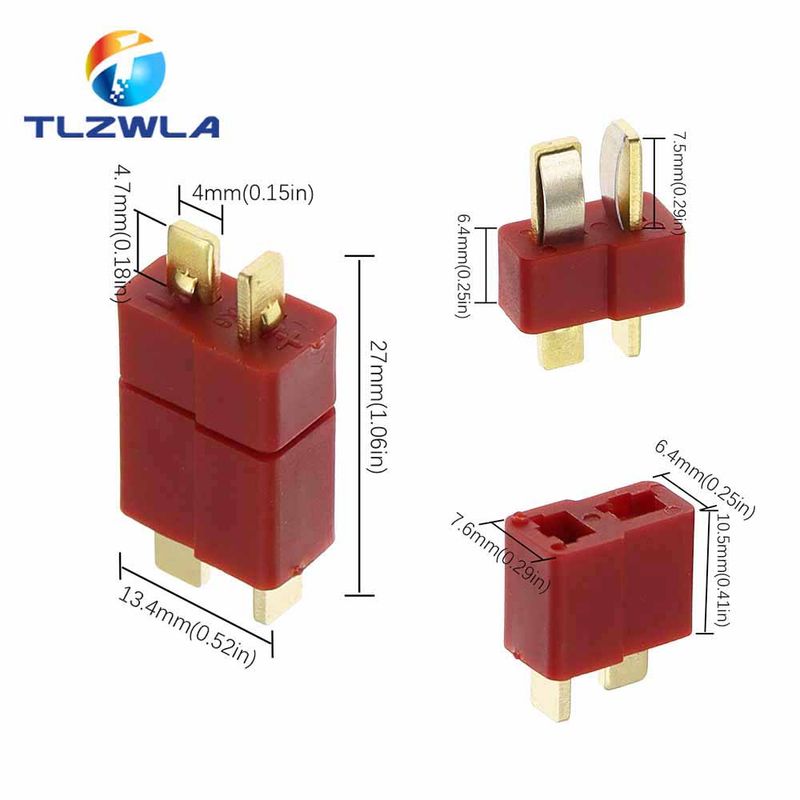 10 pezzi antiscivolo Deans Plug T stile connettore femmina / maschio per batteria RC Lipo ESC elicottero RC_voghion.com