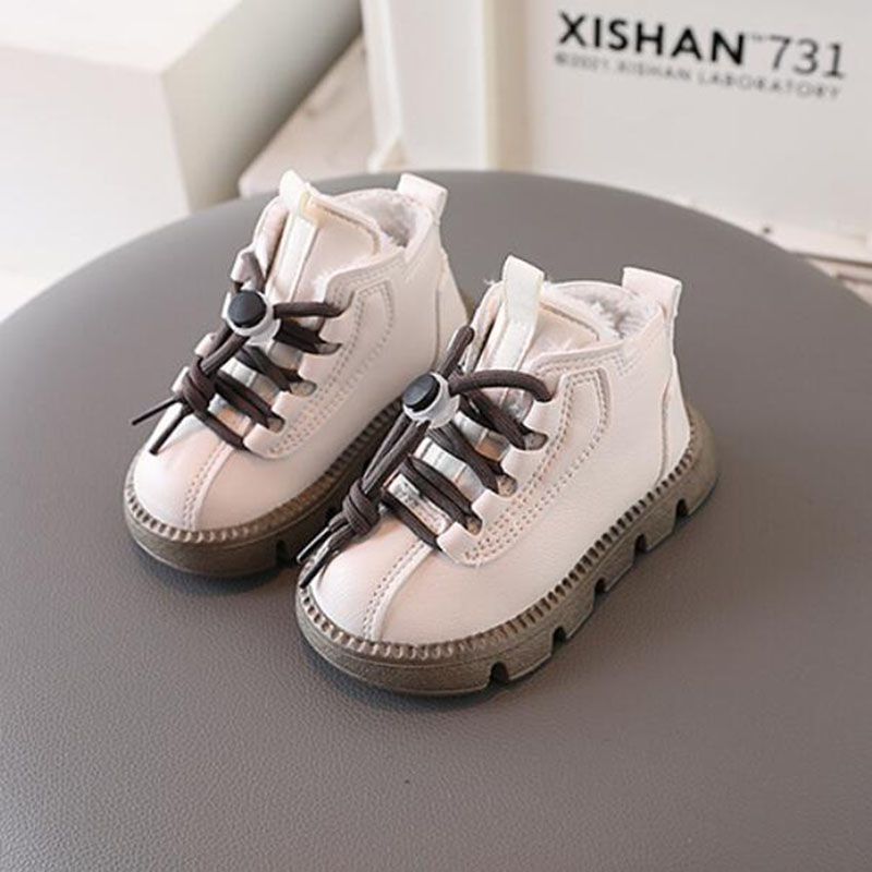 Scarpe invernali per bambini in cotone, spesse e calde, stivali da neve per ragazzi, tinta unita, antiscivolo, per studenti, all'aperto_voghion.com