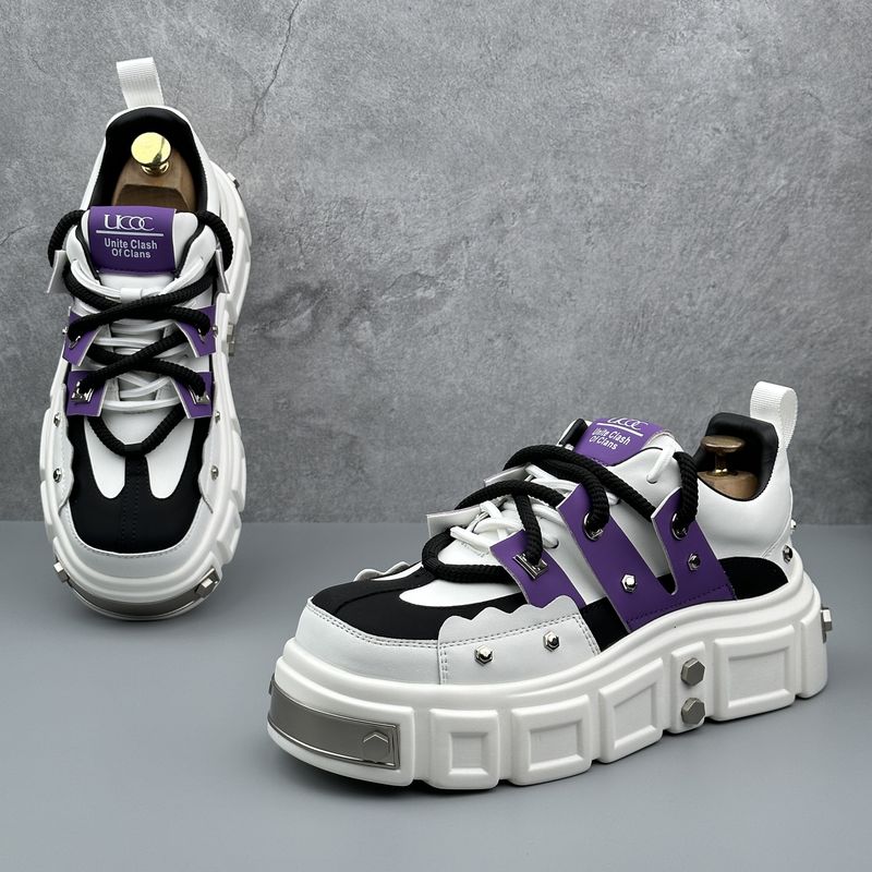 Men's Daddy Shoes Rivet Nichey Men's Shoes Heightened Big Head Thick Bottom Derby Shoes_voghion.com