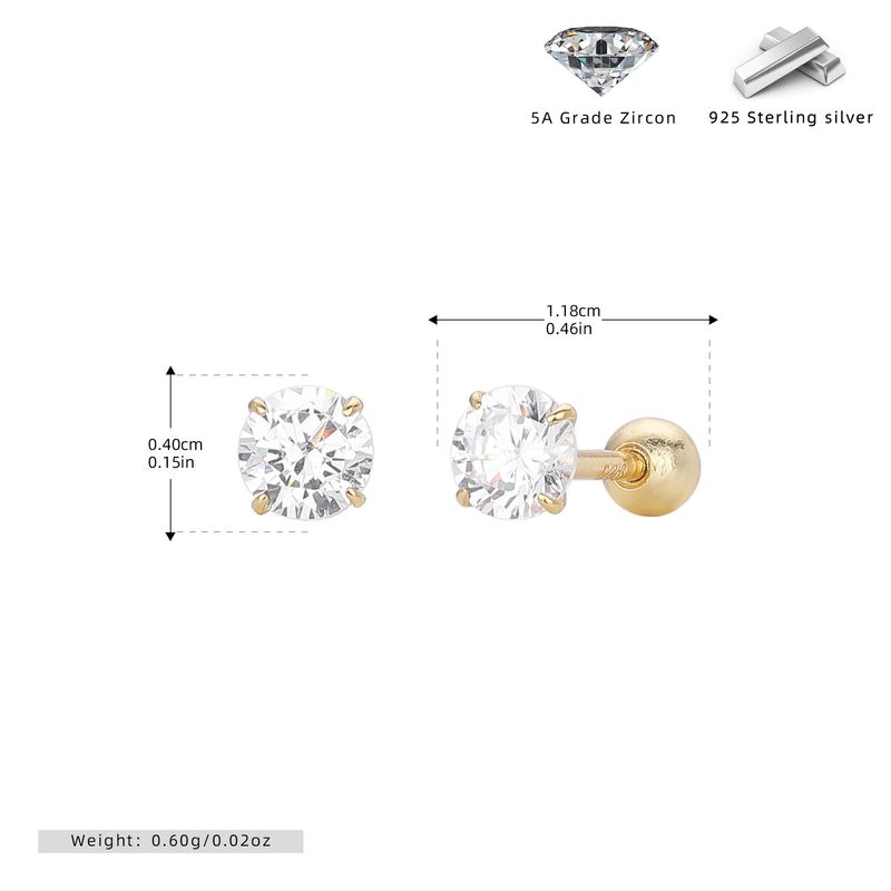 Gioielli da donna in argento sterling S925 con quattro griffe e orecchini a vite con zirconi, gioielli classici versatili, alla moda e semplici da donna_voghion.com