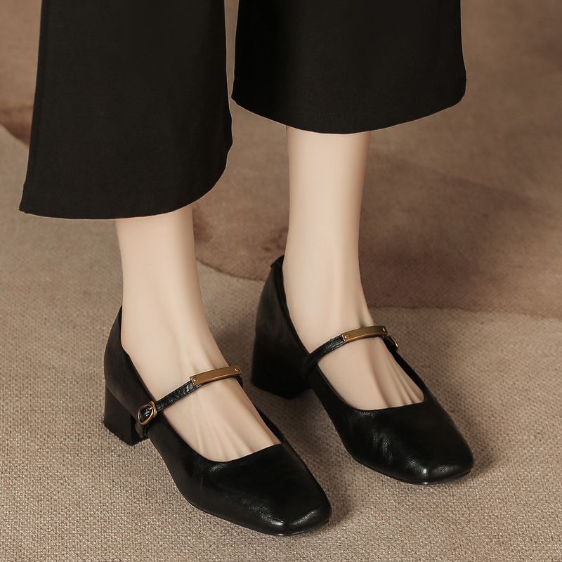 Scarpe da donna Mary Jane in morbida pelle, con tacco grosso, punta quadrata, con cinturino singolo, da indossare a lungo, autunno inverno_voghion.com