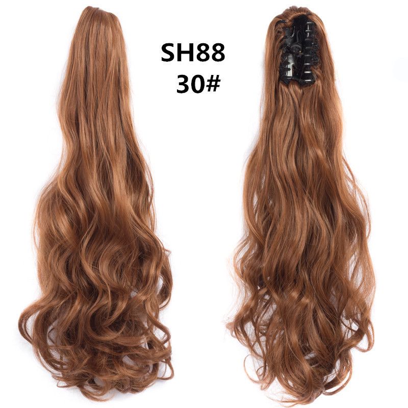 Extension per coda di cavallo con clip e capelli lunghi e ondulati, parrucca sintetica resistente al calore per donna, disponibile in diversi colori._voghion.com