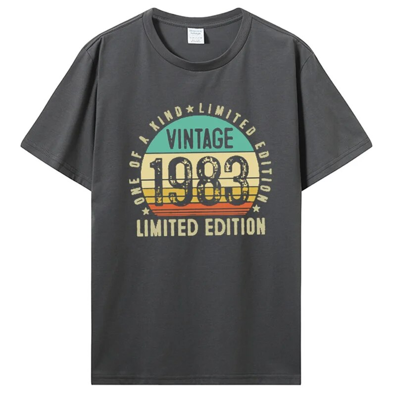 Camiseta "El mejor regalo de la historia" para hombre y mujer, regalos antiguos, camiseta vintage de cumpleaños de 1983, edición limitada, camisetas de algodón._voghion.com