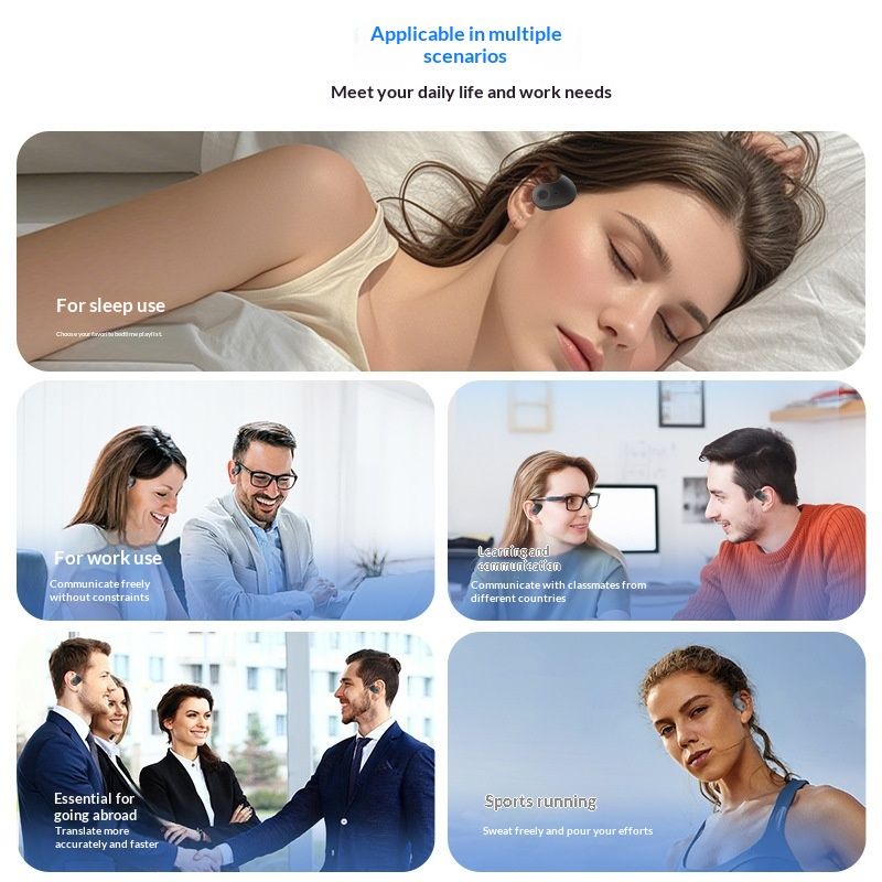 NeoGear Nowa mała kulka kokosowa AI Inteligentny wielokrajowy tłumacz Bluetooth Zaczep na ucho Długa żywotność baterii OWS Bezprzewodowy_voghion.com