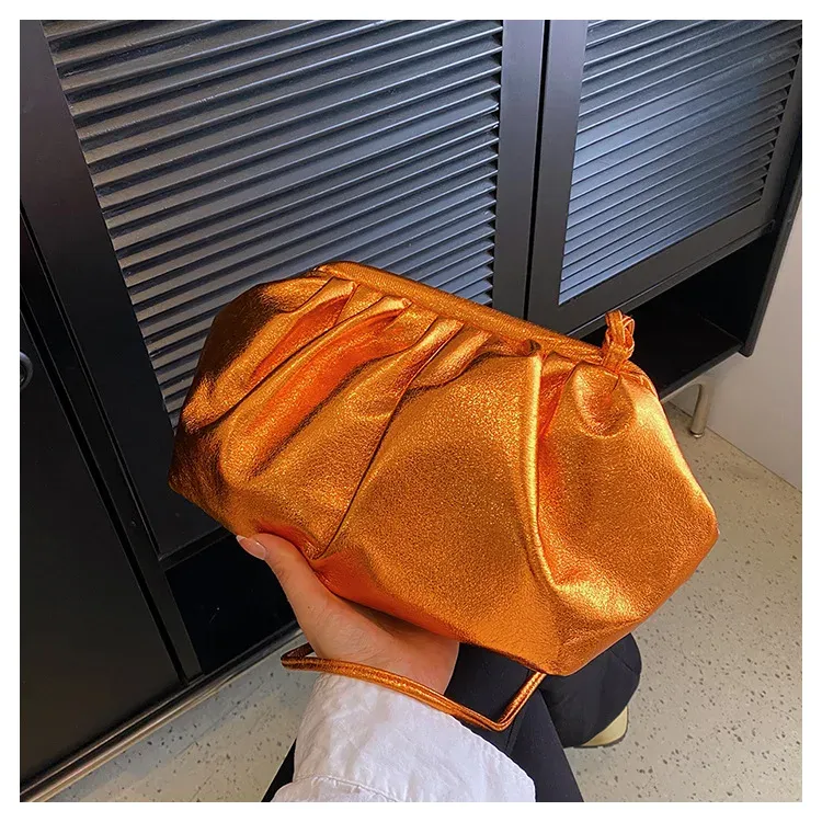 Small Design Women's Leather Sier Cloud Gold Crossbody Bag Ladies Party Clutch Purse Female Handbags_voghion.com
