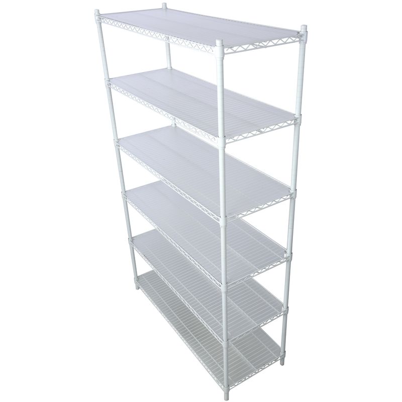 6 Tier 6000lbs Capacity NSF Metal Shelf Wire Shelving Unit, Heavy Duty Adjustable Storage Rack With Wheels & Shelf Liners For Commercial Grade Utility Steel Storage Rack, White - 84"H X 48"L X 20"D_voghion.com