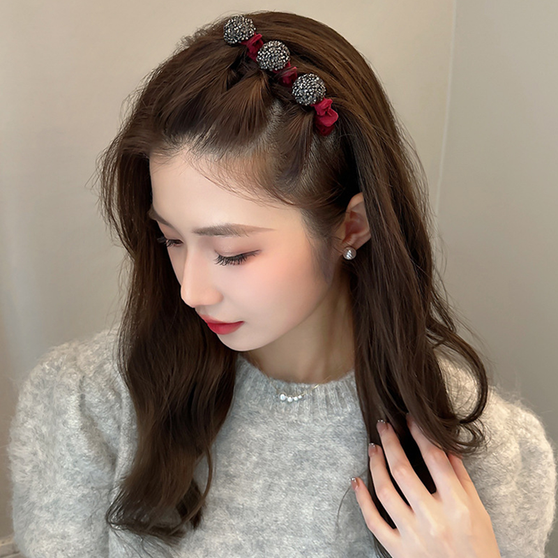 XinWq Rhinestone Heart Decor Elegantne juuksenõel Lint kahekihiline juuksenõel juukseklambrid juukseaksessuaarid_voghion.com
