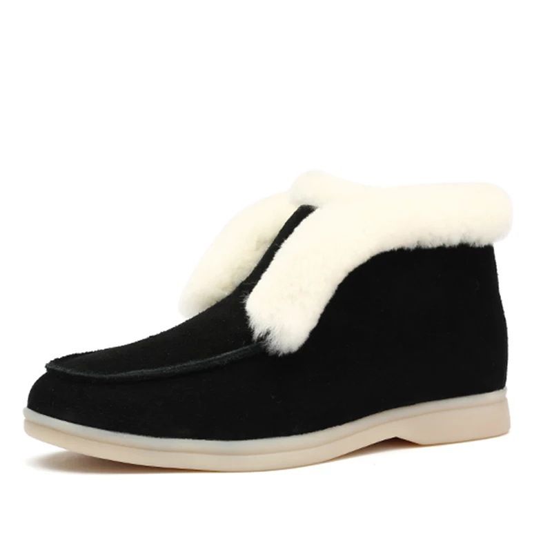Women's Shoes Comfortable Winter Snow Boots For Men And Women - Soft Fleece Lined, Slip-On Round Toe Casual Shoes With Non-Slip PVC Sole_voghion.com