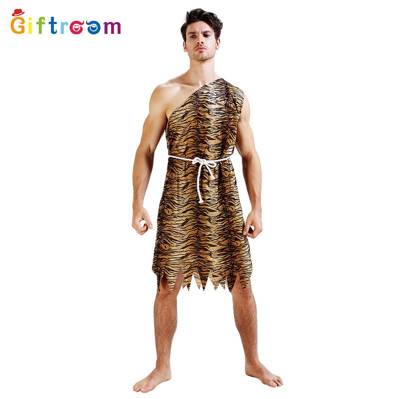 Western Modern Indigenous Couple Tiger Skin Savage Primitive Outfits Funny Performance Costumes_voghion.com