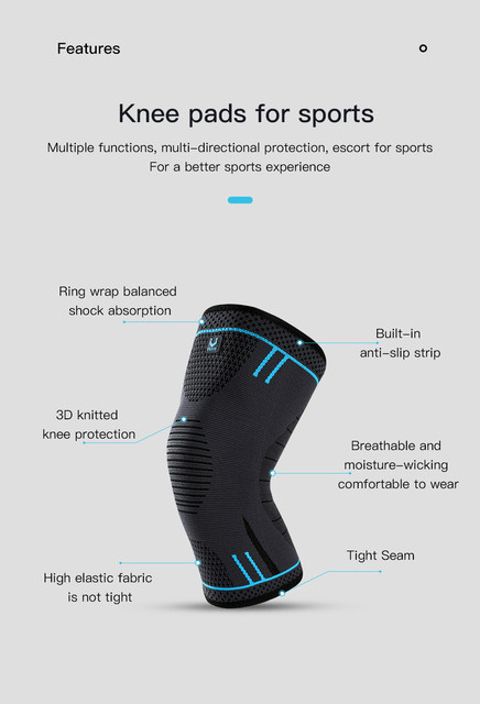 Compression Support Sleeve Elastic Knee Pads Brace Springs Gym Sports Protector Basketball Volleyball Running_voghion.com