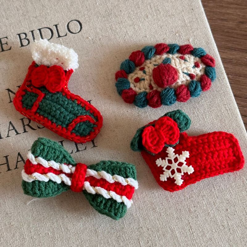 Cute Wool Christmas Hairpin Christmas Elk Socks Festive Atmosphere BB Clip Bangs Clip Side Clip Hair Accessories_voghion.com