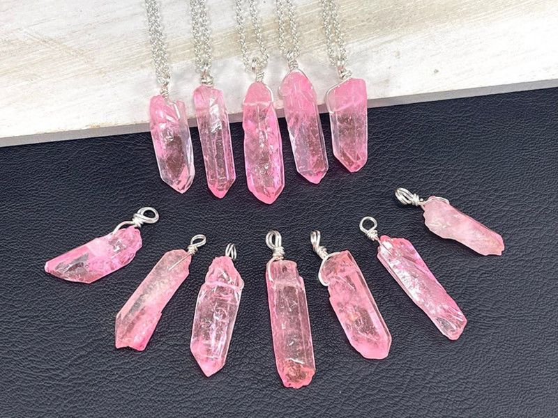 Necklaces Chakra Rainbow Point Natural Quartz Pendant Necklace_voghion.com