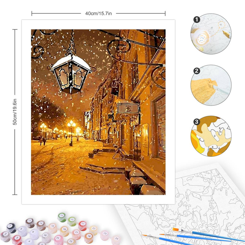 RUOPOTY Oil Paint By Numbers Kits Canvas Painting Winter Snow Castle Paint For Painting Wall Decor _voghion.com