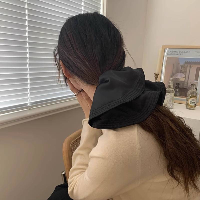 Nuovo elastico per capelli in seta oversize con macchie nere alla moda per donne e ragazze, elastico per capelli, accessorio per capelli_voghion.com