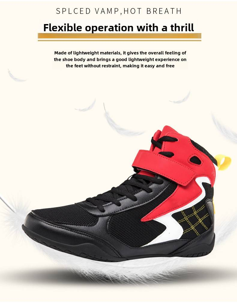 Scarpe da boxe antiscivolo e anti-caduta da uomo e da donna di grandi dimensioni, scarpe da allenamento per il combattimento, scarpe da combattimento Sanda leggere, resistenti all'usura e antiscivolo_voghion.com